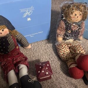 Avon Holiday Decor Dolls with Red and Blue Accents